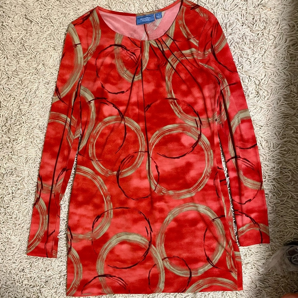 Simple Vera Vera Wang Red Pattern Dress
